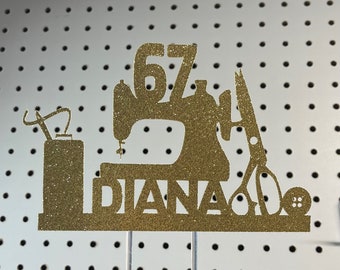 Seamstress Birthday Cake Topper: Personalized Sewing Theme Party Decor