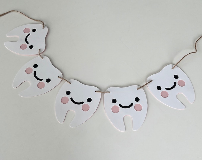 Tooth banner, smiling tooth banner, first tooth banner, hanging tooth banner, atam hatik banner, tooth garland, dental banner,