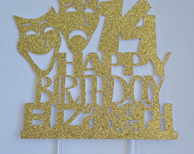 Theatre Birthday Cake Topper: Glitter Drama Masks