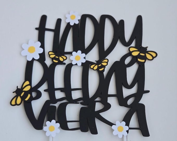 Happy Beeday cake topper, happy bee day cake topper, bee cake topper, bee birthday cake topper, bee topper, bee theme cake topper