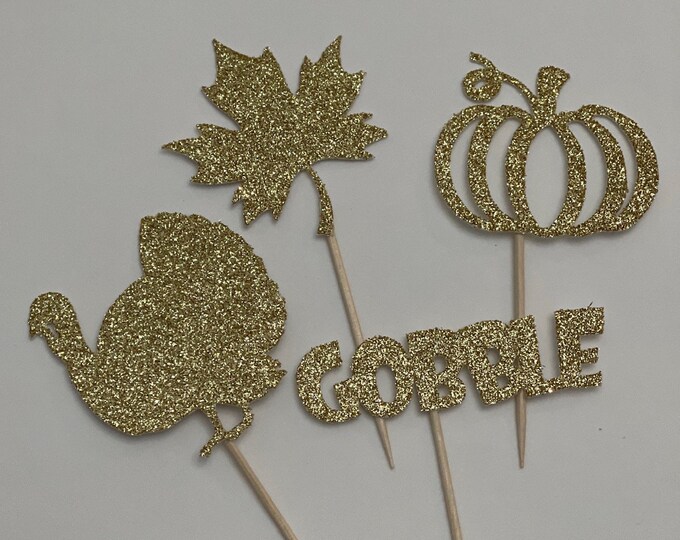 Thanksgiving cupcake toppers, Thankful cupcake toppers, Gobble gobble cupcake toppers, Turkey cupcake toppers, fall cupcake toppers,