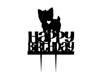 Yorkie Birthday Cake Topper: Custom Paper Party Decoration