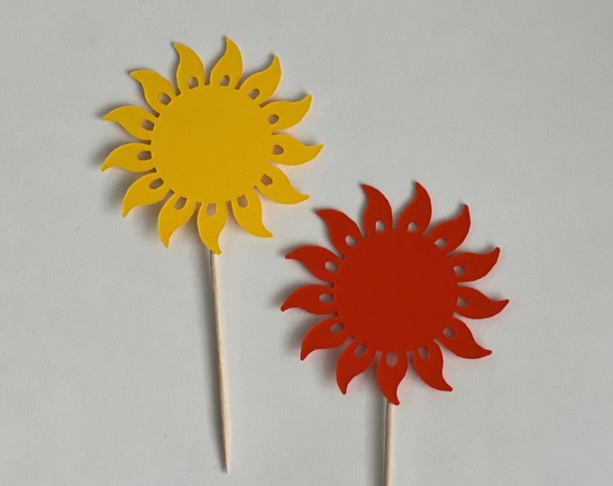 Sun cupcake toppers, sunny cupcake toppers, sunshine cupcake toppers, little sunshine cupcake toppers, sunny toppers, sun party decorations