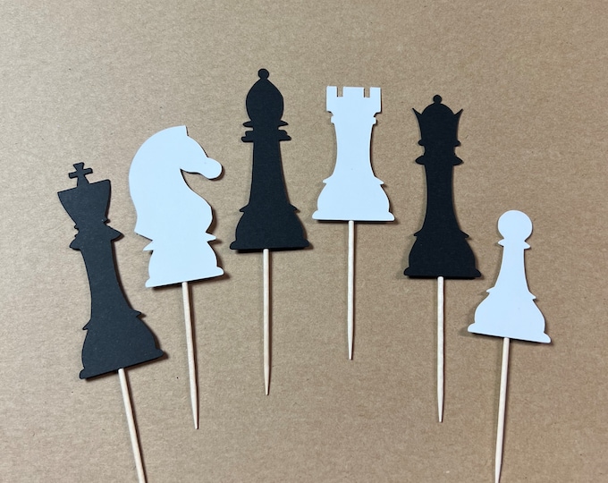 Chess cupcake toppers, chess piece cupcake toppers, chess player cupcake toppers, chess toppers, chess birthday cupcake , set of 12 toppers