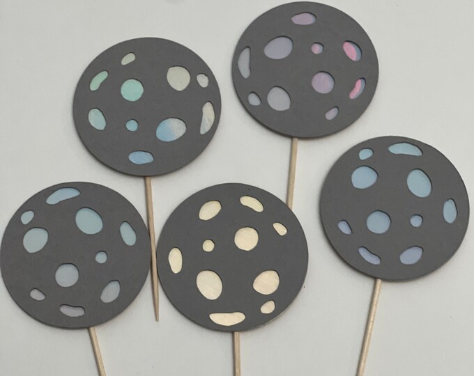 Moon cupcake toppers, Moon toppers, Moon cake toppers, Space cupcake toppers, Two the moon cupcake toppers, moon topper, little moon cake