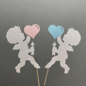 Valentines gender reveal cupcake toppers, Cupid cupcake toppers, Cupid gender reveal cupcake toppers, valentines gender reveal toppers
