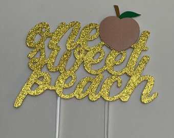Peach First Birthday Cake Topper: Gold Glitter One Sweet Peach