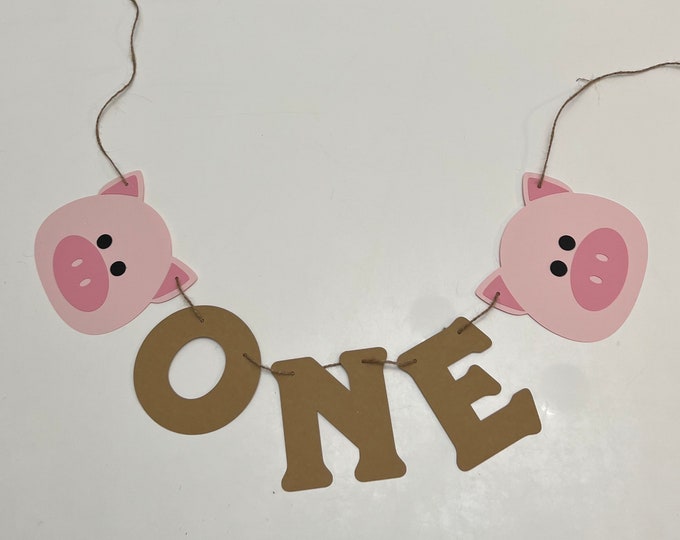 Pig banner, piggy banner, piggy birthday banner, pig party decorations, little piggy banner, pig birthday banner