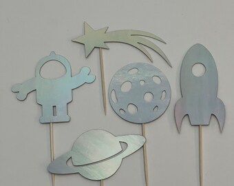 Space cupcake toppers, outer space cupcake toppers, space themed cupcake toppers, astronaut cupcake toppers, rocket ship toppers, set of 12