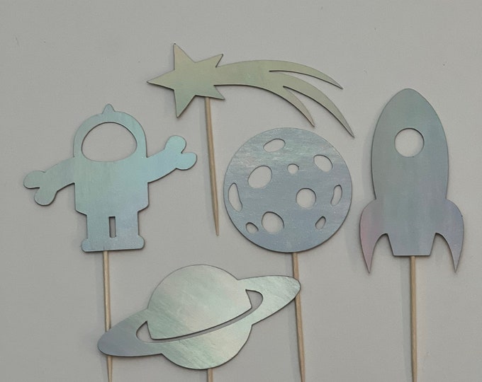 Space cupcake toppers, outer space cupcake toppers, space themed cupcake toppers, astronaut cupcake toppers, rocket ship toppers, set of 12