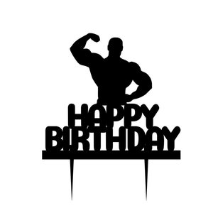 Body builder cake topper, Body building cake topper, Flexing cake topper, Body builder birthday cake topper, Muscular man cake topper