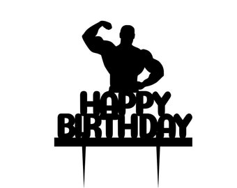 Body builder cake topper, Body building cake topper, Flexing cake topper, Body builder birthday cake topper, Muscular man cake topper