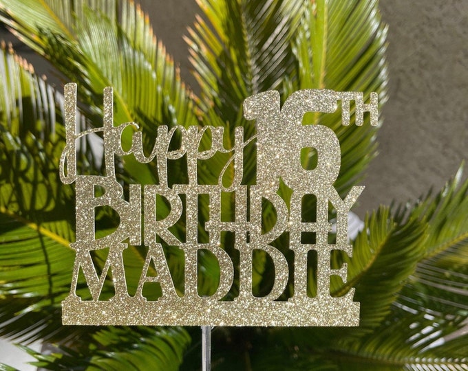 Custom cake topper, 16 cake topper, sweet 16 cake topper, milestone cake topper, custom text cake topper, custom wording cake topper, custom