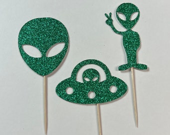 Alien Cupcake Toppers - Set of 12
