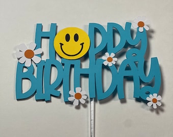 Happy one cake topper, one cake topper, first birthday cake topper, first birthday cake topper, smiley cake topper,happy face cake topper