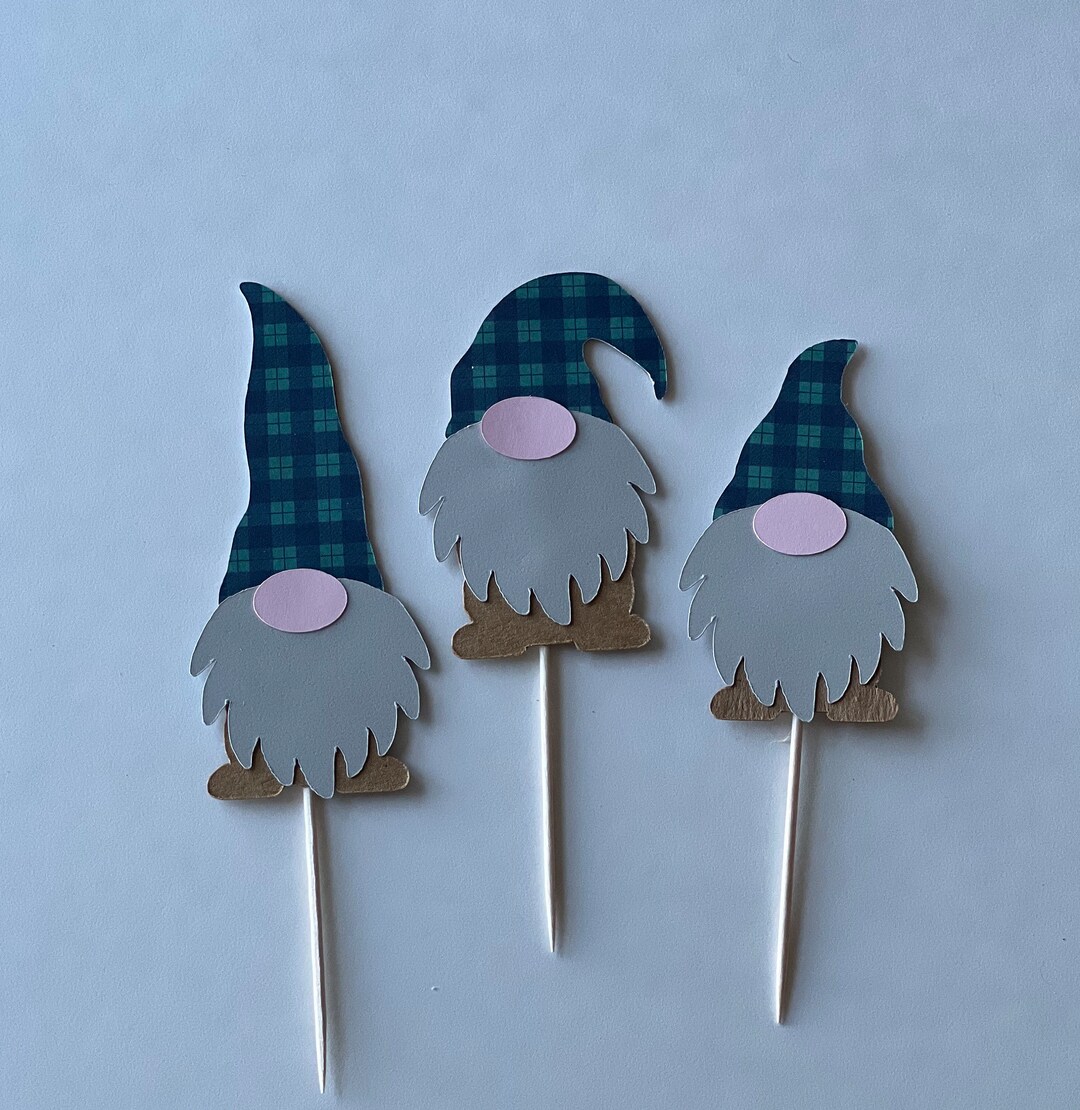 Gnome Cupcake Toppers, Gnome Toppers, Christmas Cupcake Toppers