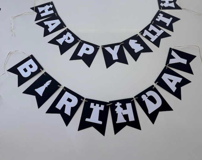 Chess banner, Chess birthday banner, Chess custom banner, chess piece banner, chess birthday party decorations, chess party decor