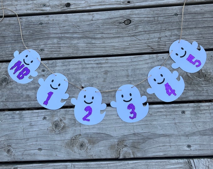 Ghost monthly photo banner, spooky photo banner, fall monthly photo banner, ghost banner, Halloween  monthly banner,