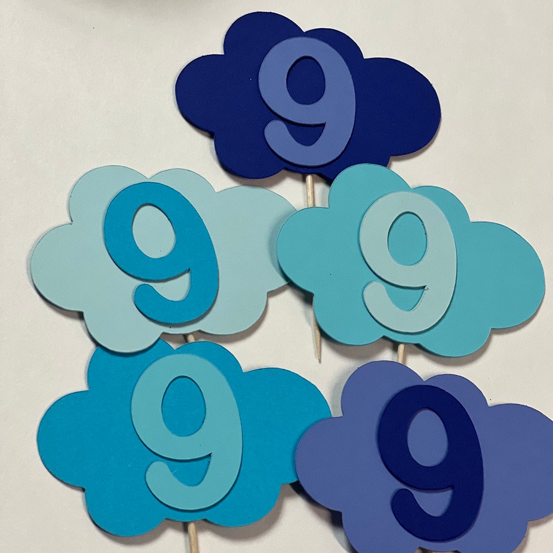 Cloud Cupcake Toppers, Cloud Toppers, Cloud Nine Cupcake Toppers, 9th ...
