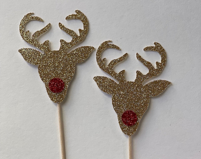 Christmas cupcake toppers, candy cane cupcake toppers, Christmas toppers, reindeer cupcake toppers, Christmas party cupcake toppers