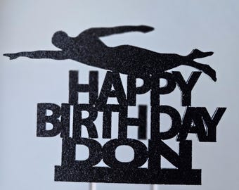 Swimmer Birthday Cake Topper: Customizable Colors