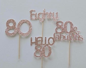 Im 80 cupcake toppers, 80th birthday cupcake toppers, eightieth birthday cupcake toppers, 80 cupcake toppers, set of 12