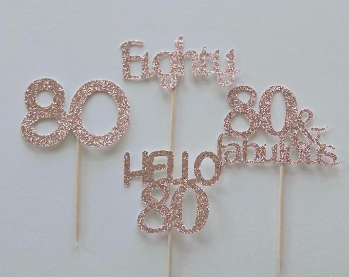 Im 80 cupcake toppers, 80th birthday cupcake toppers, eightieth birthday cupcake toppers, 80 cupcake toppers, set of 12