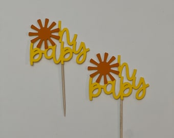 Baby shower cupcake toppers, oh baby cupcake toppers, sun baby toppers, sun baby shower toppers, sunshine cupcake toppers, set of 12 toppers