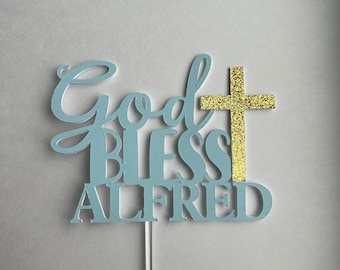 God Bless Cake Topper: Christening Celebration Decor