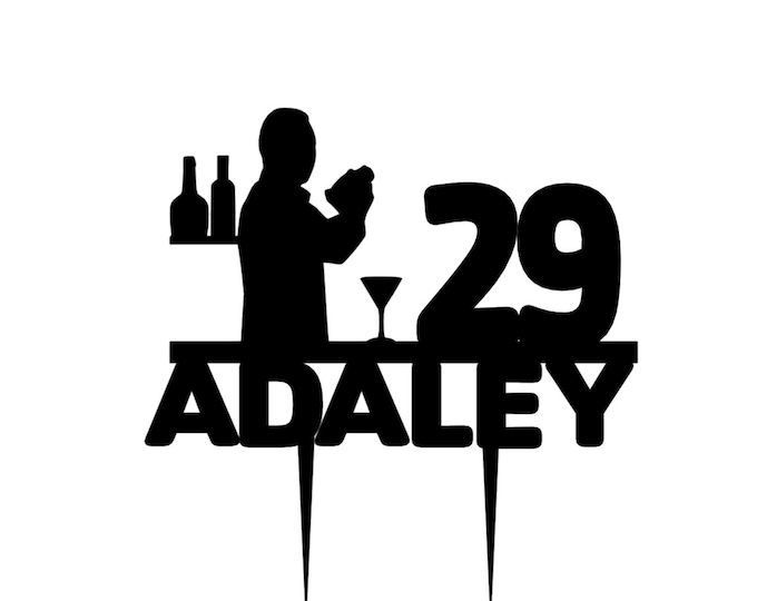 Bar tender cake topper, Bar tender topper, Bar tender party decorations, Mixed drinks cake topper, Mixing drinks cake topper, Mixing drink