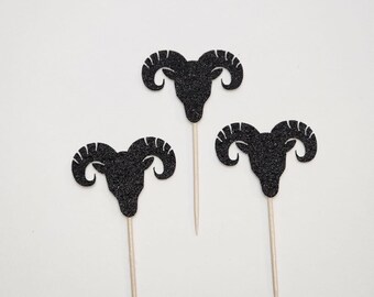 Aries Zodiac Cupcake Toppers: Glitter Astrology Party Decor (Set of 12)