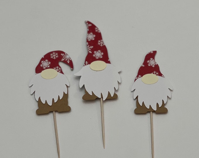 Gnome cupcake toppers, Gnome toppers, Christmas cupcake toppers, Christmas gnomes cupcake toppers, Gnome party decorations, Gnome toppers