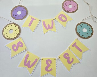 Two Sweet Donut Banner: Second Birthday Party Decor