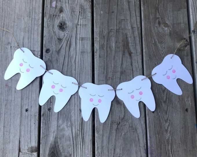 Tooth banner, smiling tooth banner, first tooth banner, hanging tooth banner, atam hatik banner, tooth garland, dental banner,