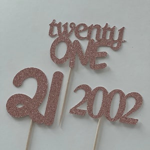 30 Stück 21. Geburtstag Cupcake-Topper – Vintage 2002, Glitzer Rose Gold