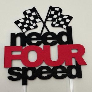 Racing Flags Cake Topper: 4th Birthday Party Decoration