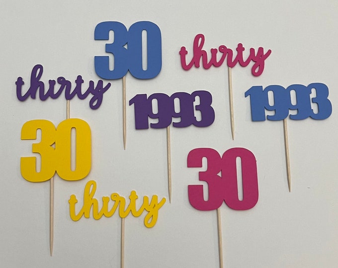 Im 30 cupcake toppers, 30th birthday cupcake toppers, 90s cupcake toppers, 1993 cupcake toppers, dirty thirty toppers, set of 12
