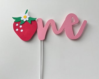Strawberry First Birthday Cake Topper: Sweet One Berry Theme