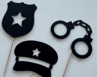 Police Officer Cupcake Toppers: Handmade Paper Party Decorations (Set of 12)