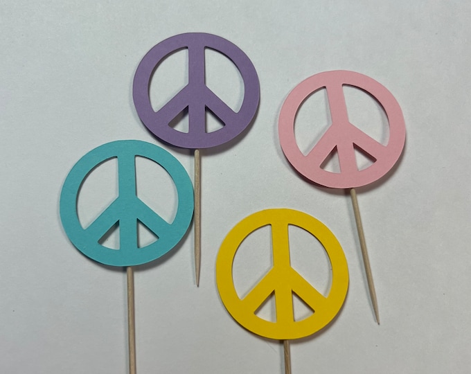 Peace cupcake toppers, peace sign toppers, groovy cupcake toppers, two groovy cupcake toppers, groovy one cupcake toppers