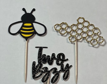 Bee Cupcake Toppers: Little Bee Party Decorations (Set of 12)