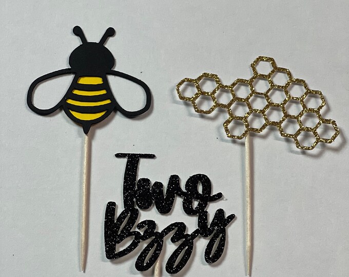 Bee cupcake toppers, Little bee cupcake toppers, two bzzy cupcake toppers, Bee party decorations, little bee toppers, bee toppers