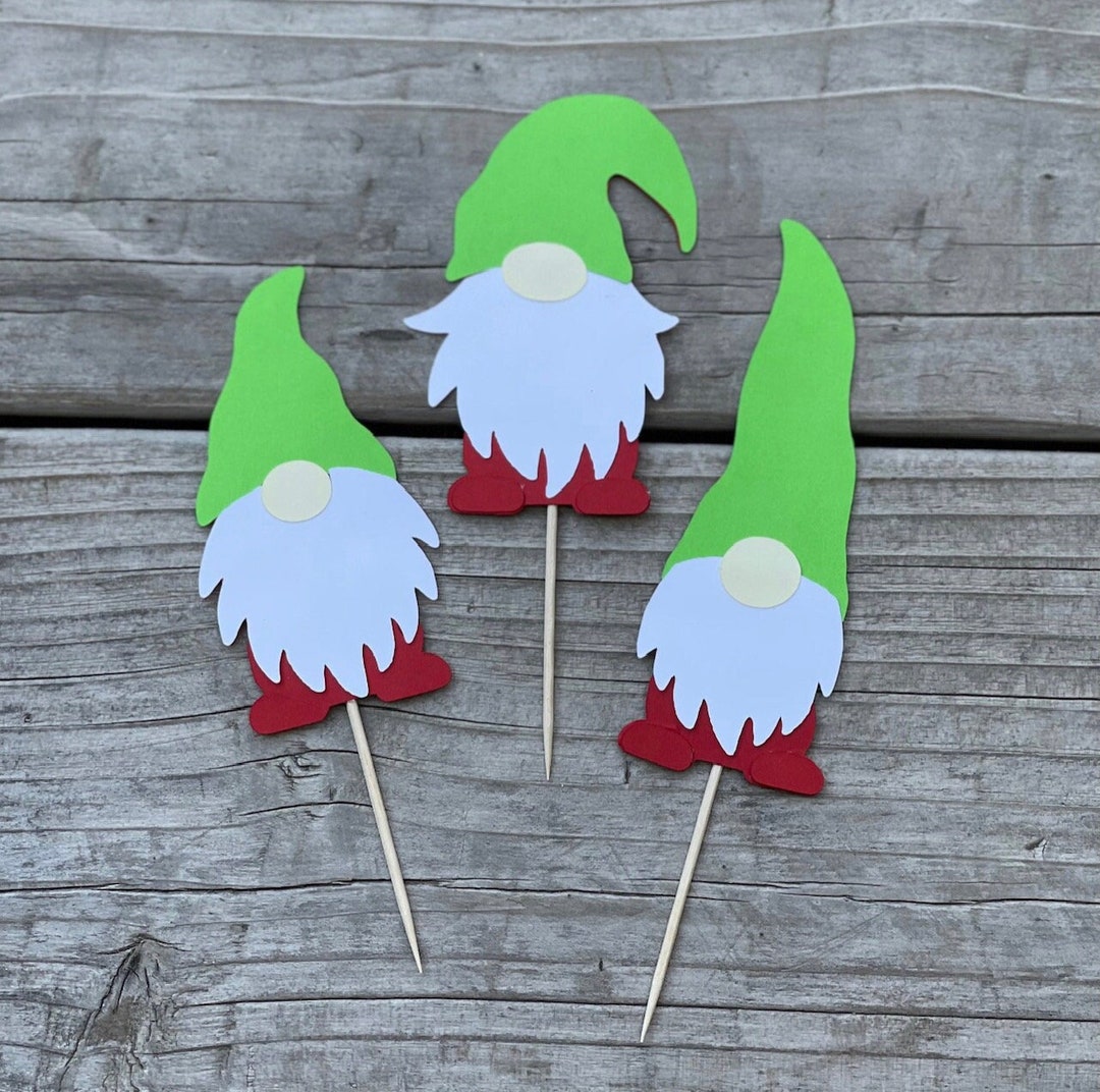 Gnome Cupcake Toppers Gnome Toppers Christmas Cupcake Etsy