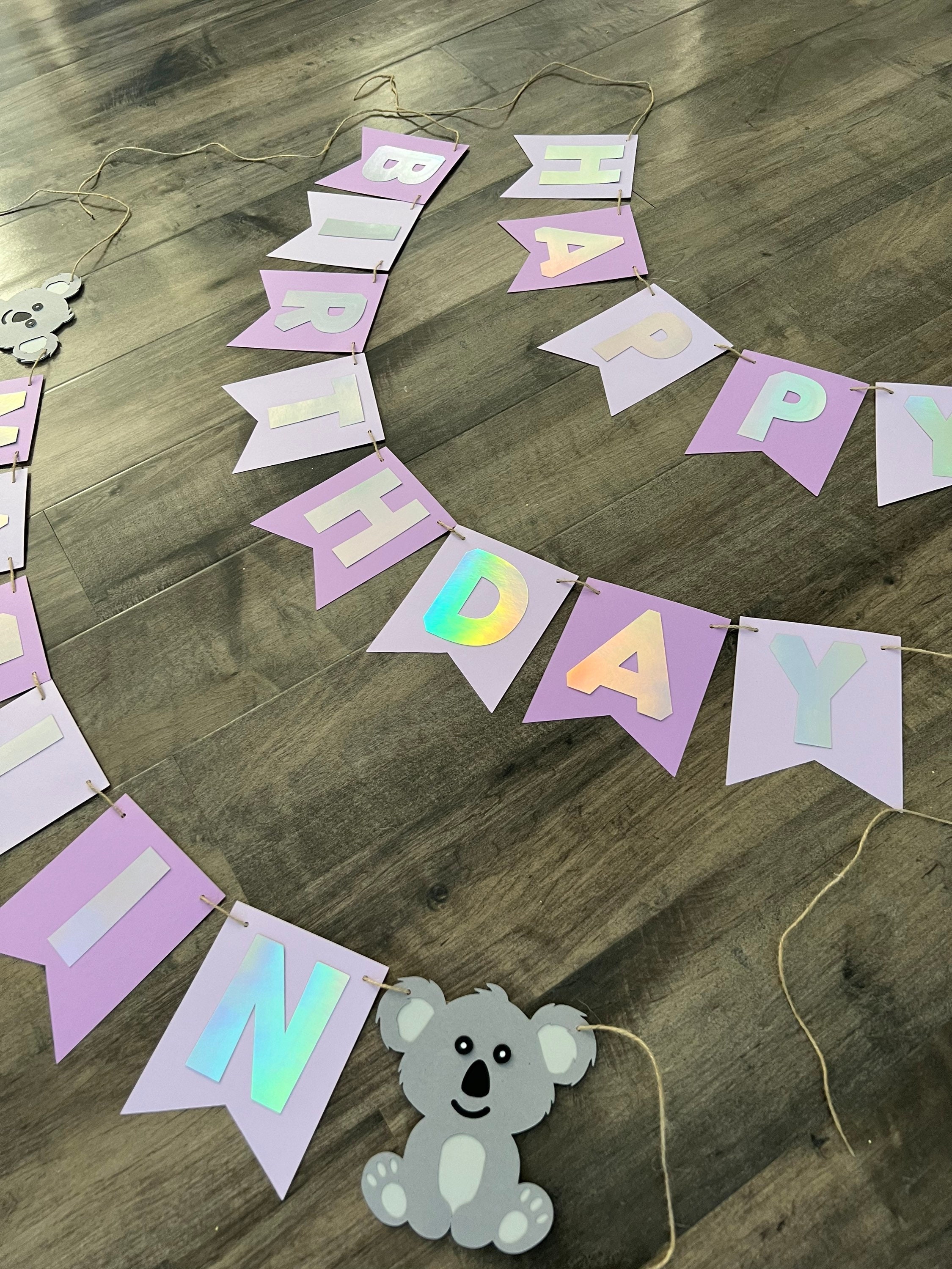 Koala Banner Koala Birthday Banner Purple Banner Etsy