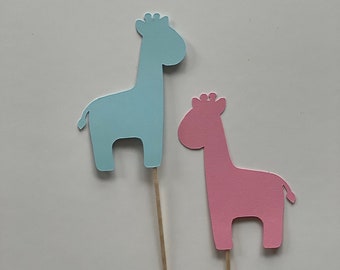 Giraffe Cupcake Toppers: Gender Reveal Party Decorations