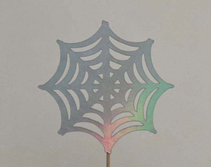 Spider web cutouts, Halloween cutouts, spider web dye cuts, web cupcake toppers, spider web toppers, holographic cutouts, set of 12