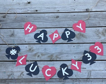 Poker Birthday Banner: Casino Card Suits Party Decor