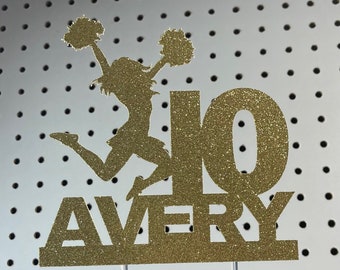 Cheer cake topper, Cheerleader cake topper, Cheerleading cake topper, Poms cake topper, Cheer birthday cake topper, cheerleading birthday