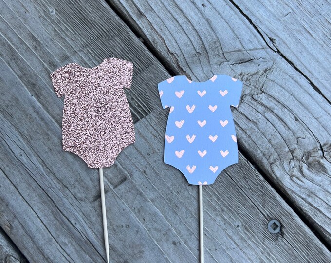 Onesie cupcake toppers, Onesie toppers, baby onesie toppers, Baby onesie cupcake toppers, Baby shower cupcake toppers, set of 12 toppers