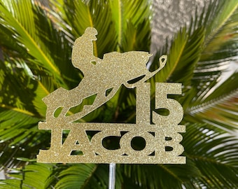 Snowmobile Birthday Cake Topper: Winter Sports Party Decor